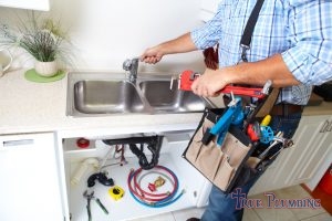 A Plumber Repairs a Kitchen Sink.